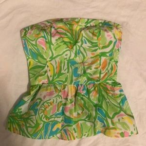 LILLY PULITZER ELEPHANT EARS STRAPLESS TOP